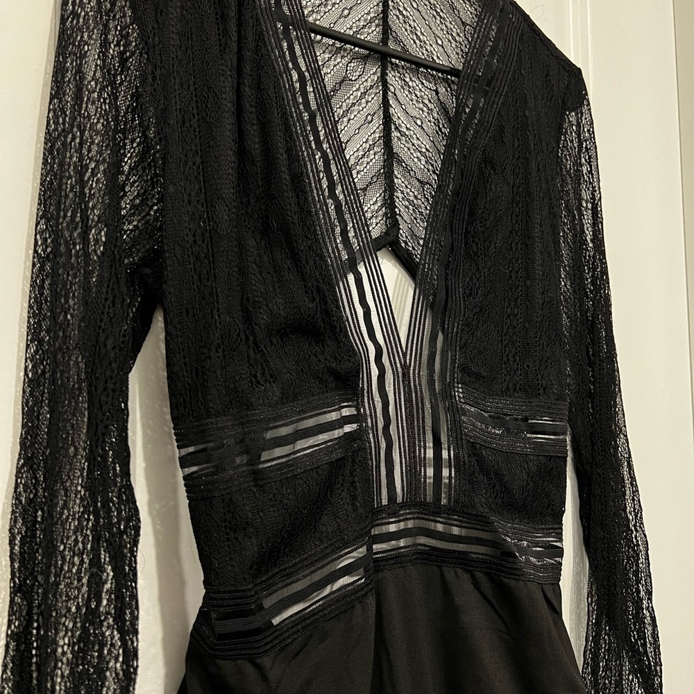 Lulu's Black Lace Bodysuit